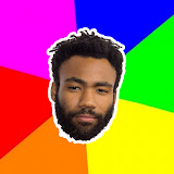 Donald Glover in a rainbow tunnel